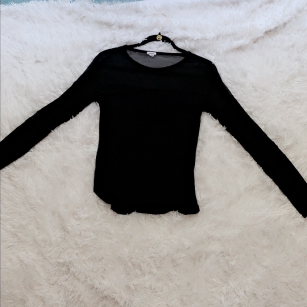 GARAGE black long sleeve shirt with mesh design